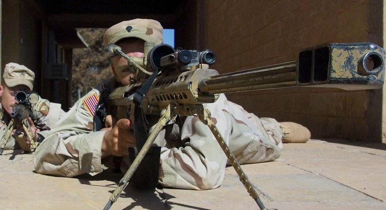 A file photo of US soldiers using sniper rifles.AHMAD AL-RUBAYE/AFP via Getty Images