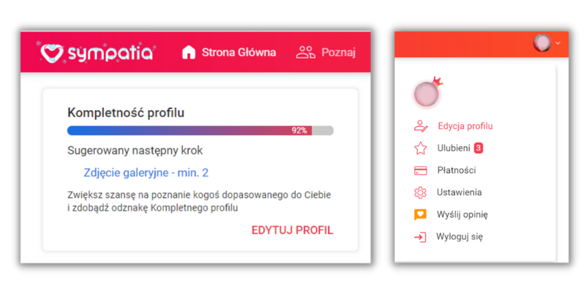 Edycja profilu w Sympatia.pl na urządzeniach stacjonarnych