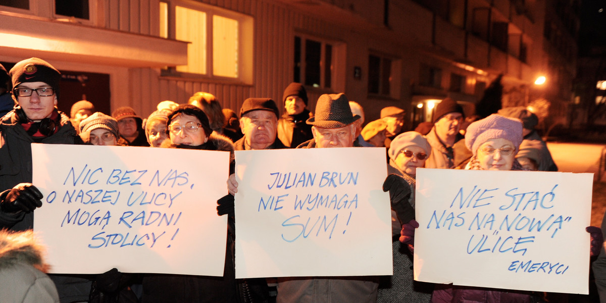 Protest mieszkańców z ulicy Bruna