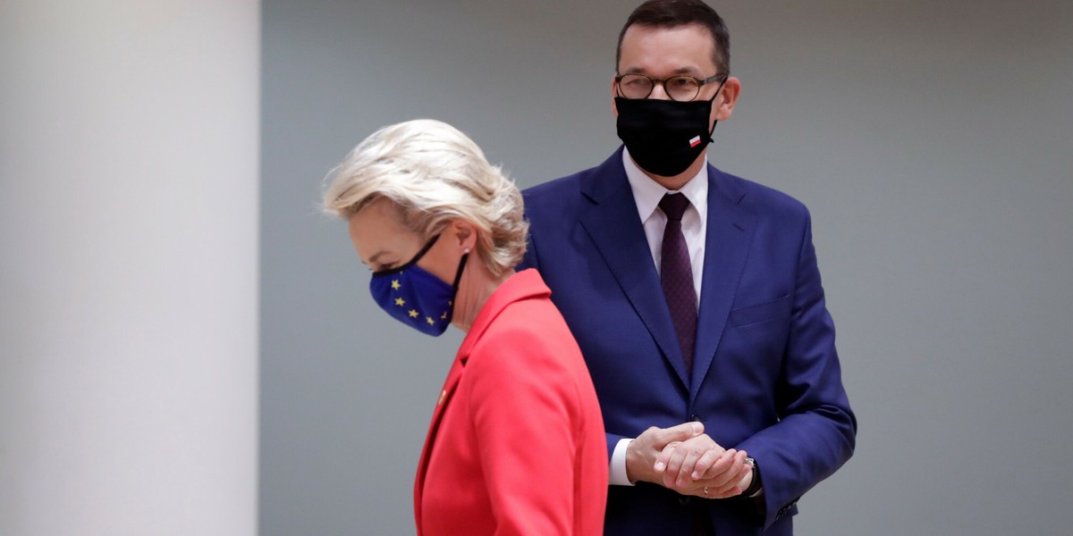 Przewodnicząca Komisji Europejskiej Ursula von der Leyen i premier Mateusz Morawiecki