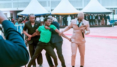 Harmonize speaks after fan dramatically disrupted his performance for Magufuli