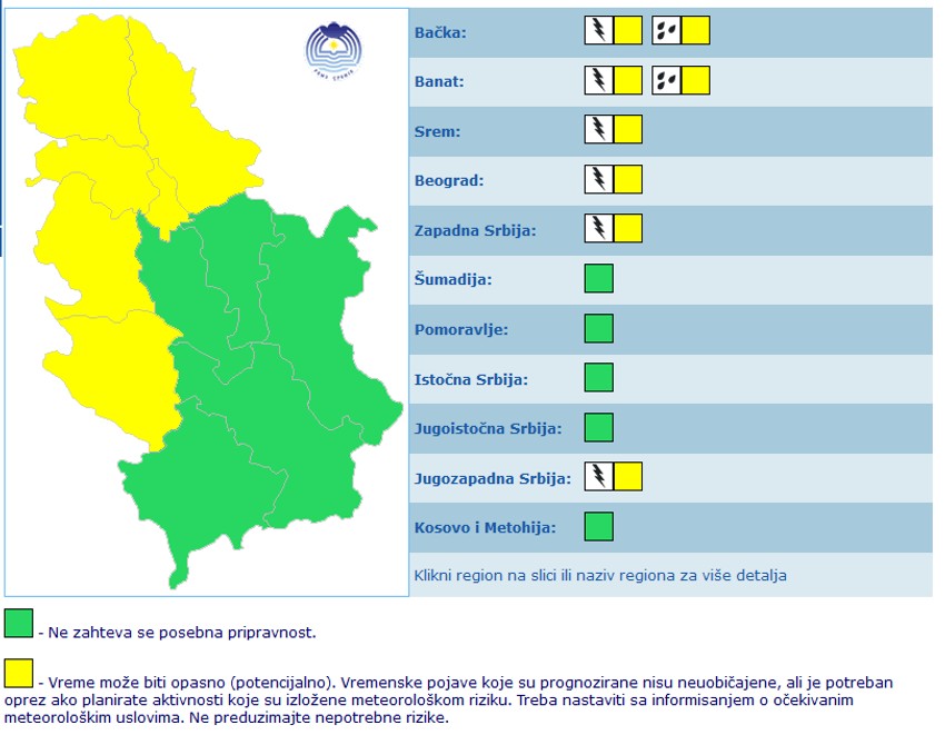 Meteoalarm za nedelju