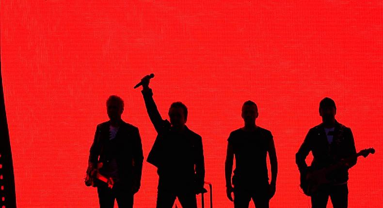 U2 performing on tour at Croke Park in Dublin.