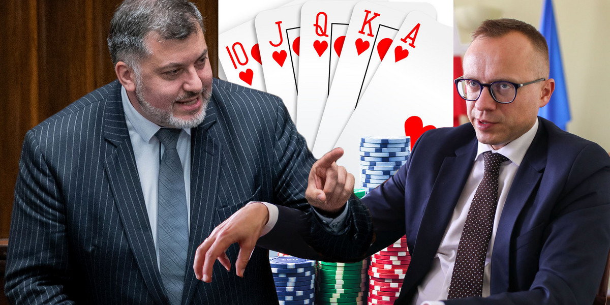 Pokerowa rozgrywka posła Dziambora i ministra Sobonia. Chodzi o ustawę hazardową.