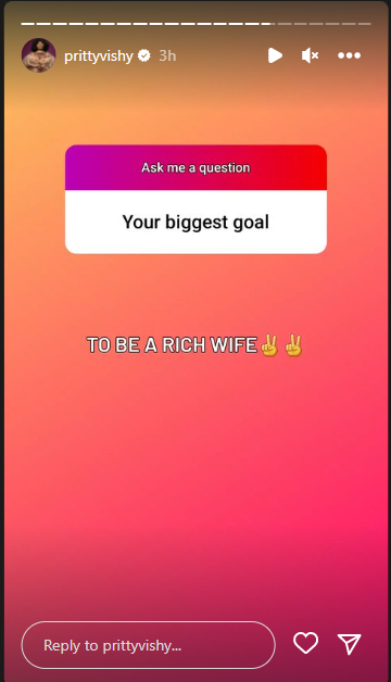 A screenshot of Pritty Vishy Q&A session with fans on Instagram