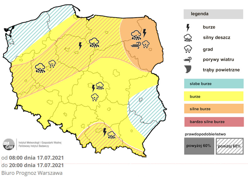 Prognoza burz w dniu 17 lipca 2021 r