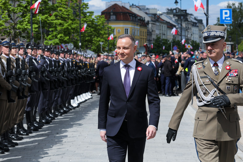 Prezydent Andrzej Duda i gen. Romuald Andrzejczak 3 maja 2023 r.