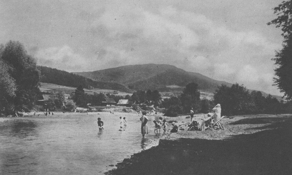 Rabka. Plaża nad Rabą, 1921 r.