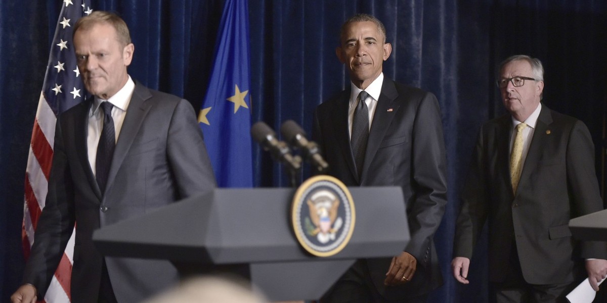 Donald Tusk, Barack Obama i Jean-Claude Juncker w Warszawie