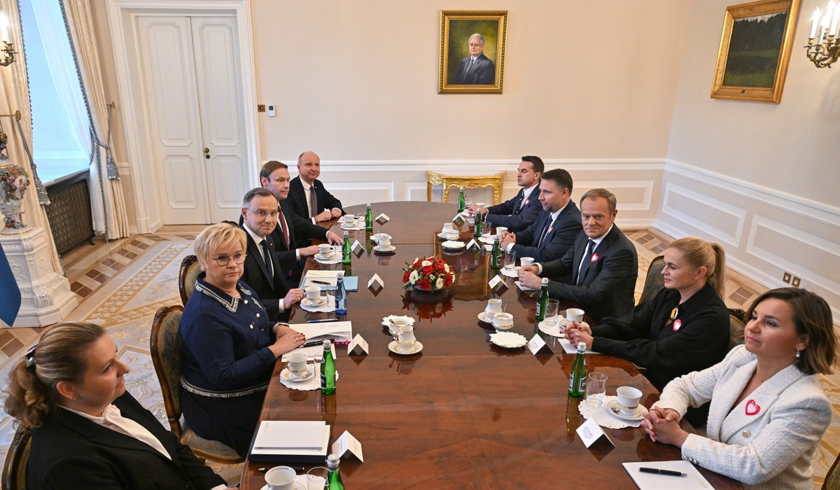 Andrzej Duda, Donald Tusk, Adam Szłapka, Marcin Kierwiński, Barbara Nowacka, Urszula Zielińska, Grażyna Ignaczak-Bandych, Małgorzata Paprocka, Wojciech Kolarski, Marcin Mastalerek