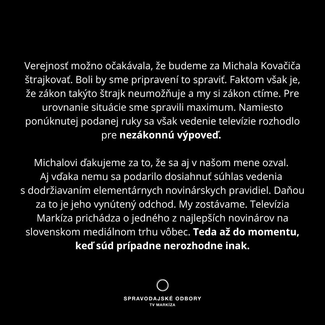 Reakcia odborov na výpoveď pre Kovačiča.