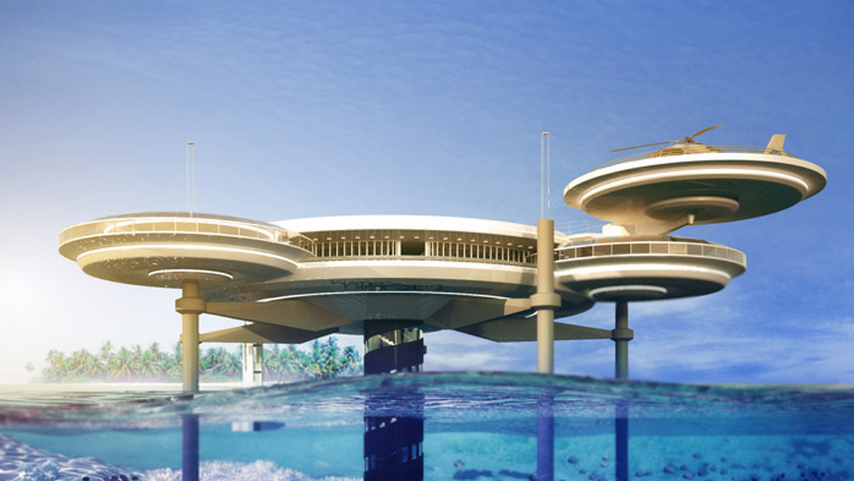 Hotel "Water Discus" będzie budowlą jak z filmu science-fiction. Składać się będzie z dwóch dysków: nadwodnego i podwodnego. W części podwodnej, w bezpośrednim sąsiedztwie centrum nurkowego i baru, znajdować się będzie 21 pokoi dla gości. Wszystkie pomieszczenia mają być odpowiednio wygłuszone, a okna wyposażone będą w zasłony o różnym poziomie przezroczystości.