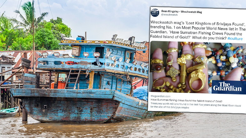 Rybacy eksplorujący rzekę Musi w pobliżu miasta Palembang odkryli niezwykłe skarby (fot. Twitter.com/@wreckwatch)