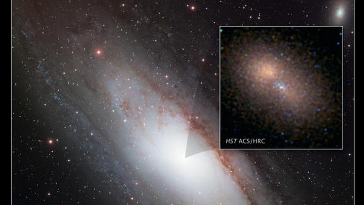 Kosmiczny Teleskop Hubble’a (HST) sfotografował bliskie okolice czarnej dziury w centrum galaktyki M 31. Galaktyka ta, wspólnie z Drogą Mleczną, dominują w naszej okolicy kosmosu, zwanej Lokalną Grupą Galaktyk.