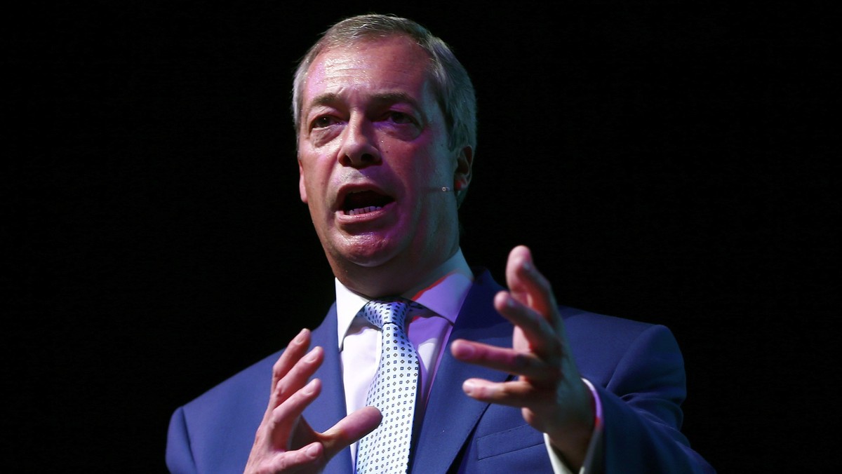 Leader of the United Kingdom Independence Party (UKIP) Nigel Farage delivers his speech at the party's South East annual conference in Eastbourne