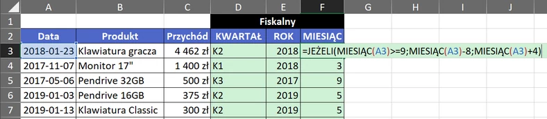 5.4  Obliczanie miesiąca fiskalnego