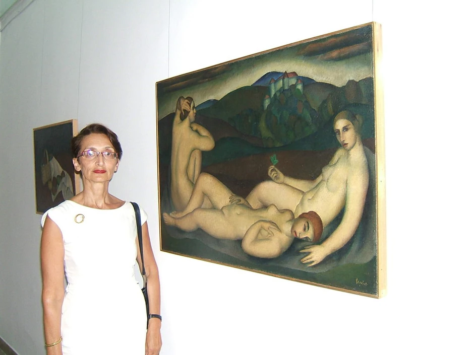 Žana Gvozdenović ispred kapitalnog Radovićevog dela „Tri gracije“