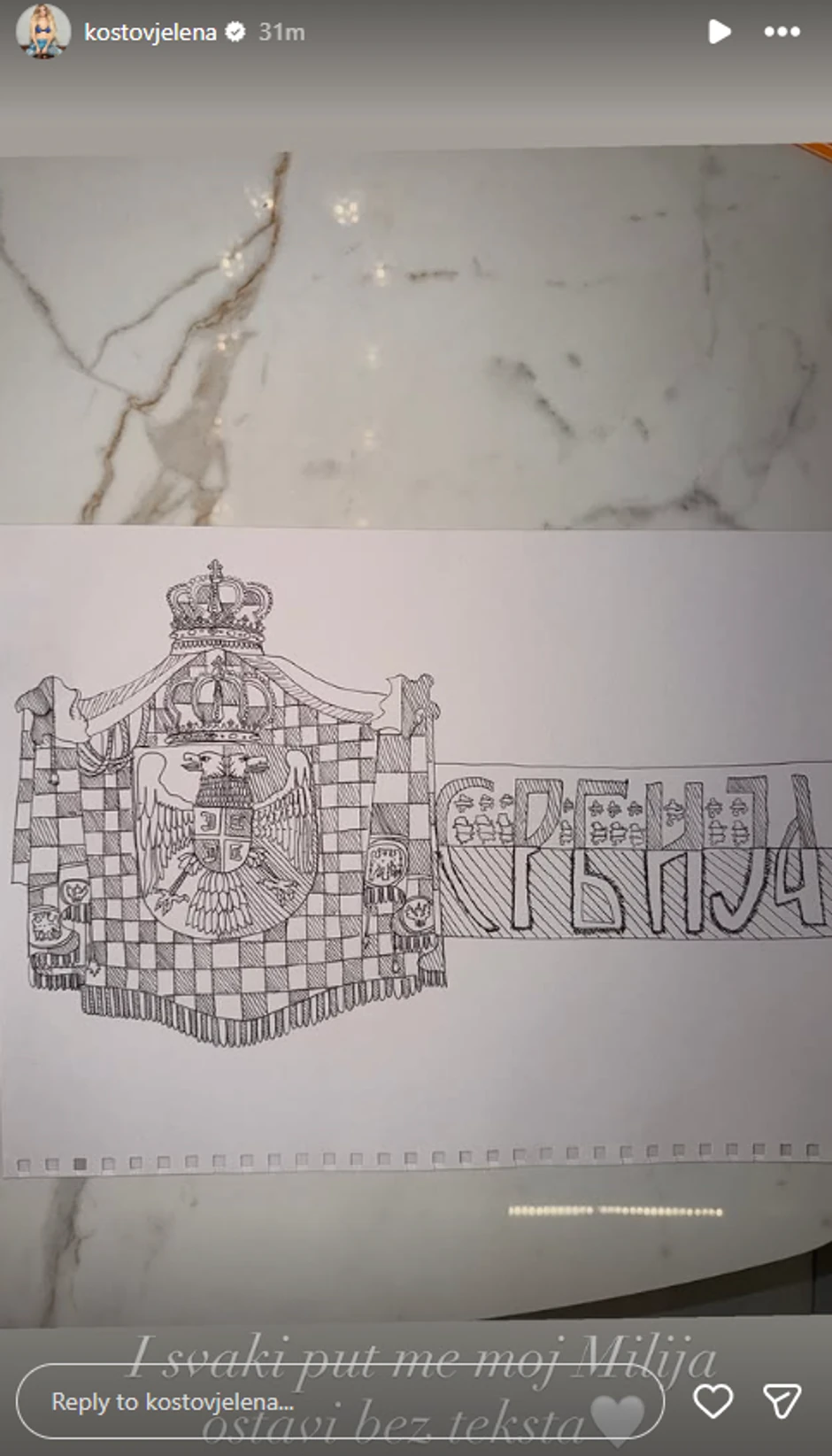 Jelena Kostov pokazala crtež sina