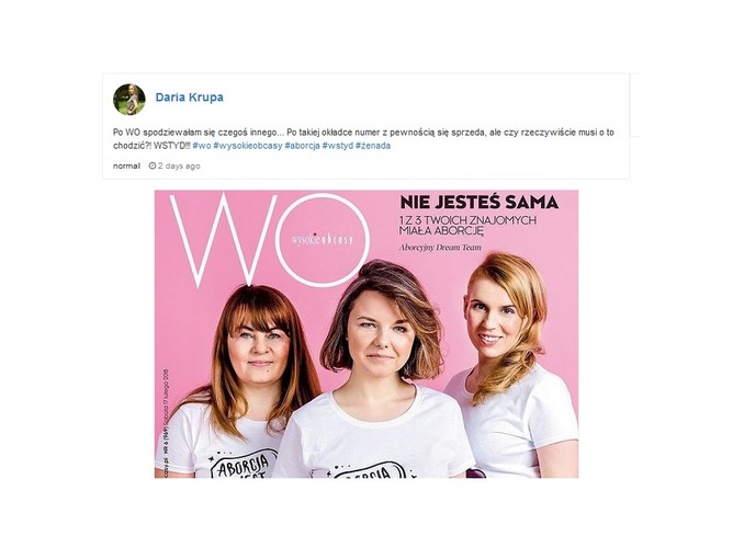 Reakcje użytkowniczek Instagramu na okładkę 'Wysokich Obcasów'