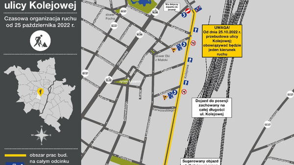 Rozpoczęła się przebudowa ul. Kolejowej na Łazarzu. Ulica i chodniki zyskają nową nawierzchnię. Przybędzie również zieleni. Na całej długości ul. Kolejowej posadzone zostaną 53 nowe drzewa