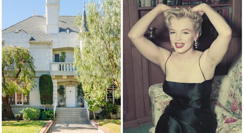 The townhouse where Marilyn Monroe is rumored to have lived, left, and Monroe photographed in 1956, right.ACME Real Estate, Archive Photos/Getty Images