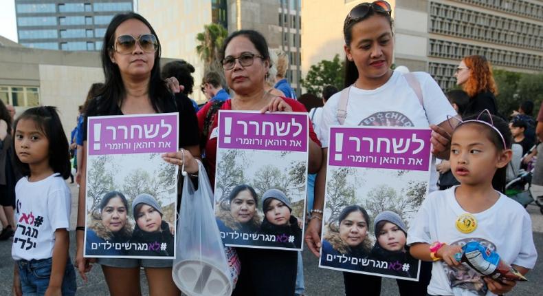 Activists says some 600 workers from the Philippines face deportation from Israel with their Israeli-born children because they started families in breach of the conditions of their residency