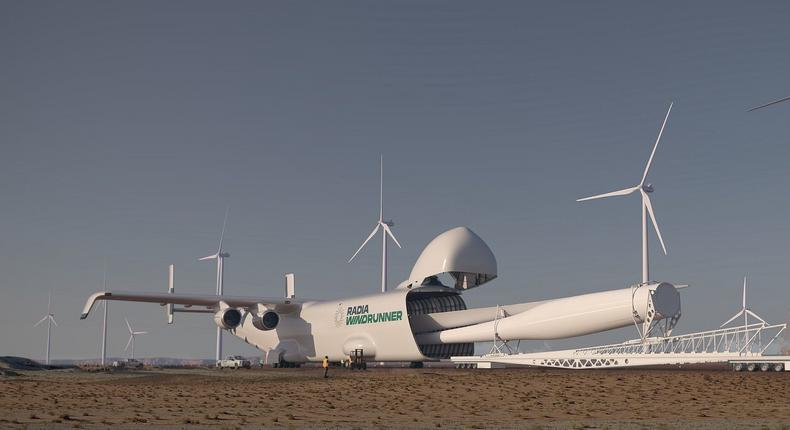 Radia wants to ship giant turbines around the world via a behemoth cargo plane called WindRunner.Radia