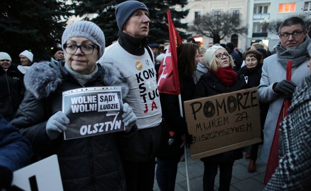 Manifestacja przed sądem w Olsztynie