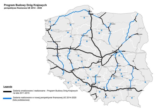 Program budowy dróg krajowych, źródło: Ministerstwo Infrastruktury i Rozwoju