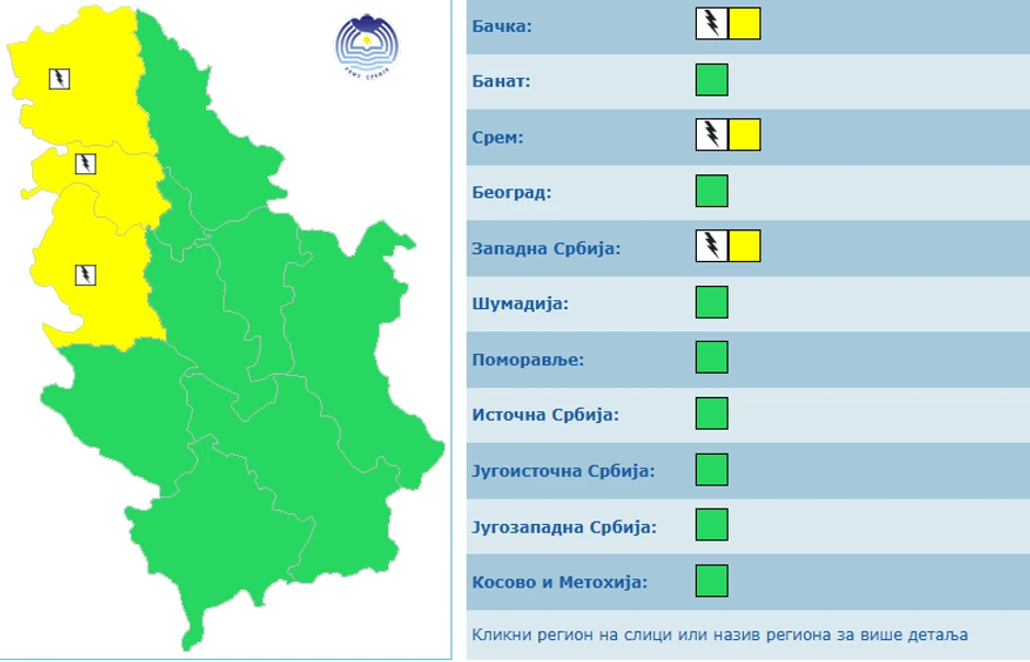 Žuti meteolarm za Đurđevdan, 6. maja