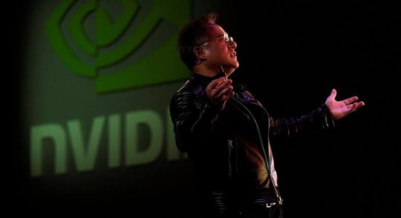 Jensen Huang, CEO of Nvidia, reacts to a video at his keynote address at CES in Las Vegas, Nevada, U.S. January 7, 2018.Rick Wilking/Reuters