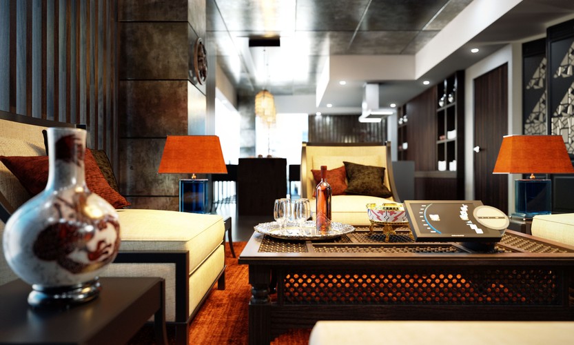 Złota 44, aranżacje apartamentów- wizualizacja - New Asian - Alabaster Touch (1)