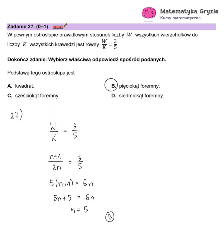 Arkusz CKE i odpowiedzi. Matematyka, poziom podstawowy formuła 2023 - zadanie 27