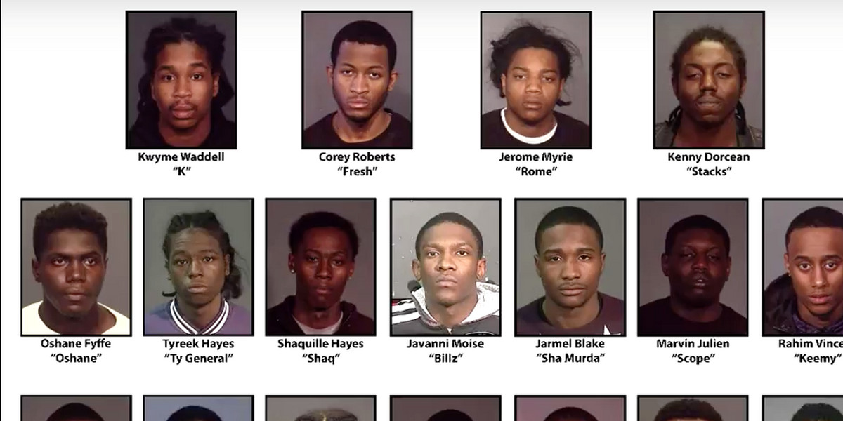 Eighteen suspected members of Brooklyn's Folk Nation street gang were charged in a February conspiracy indictment.