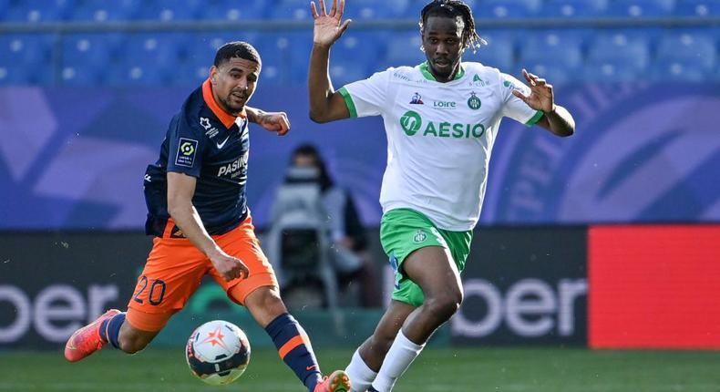 Kaizer Chiefs' two-goal star Keagan Dolly (L) playing for Montpellier in France this year. Creator: Pascal GUYOT