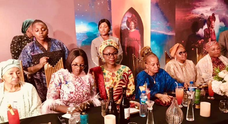 Second from right, former Minister of Women Affairs, Dame Pauline Tallen, flanked on her right by former First Lady, Maryam Abacha, on her left, the Minister of Sports and Youth Development, Jamila Ibrahim, among other distinguished dignitaries [NAN]