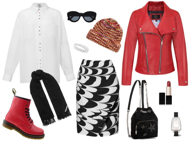 Modny styl grunge na jesień 2019: koszula - Mefese/ mefese.pl, spódnica - COSEL/ cosel.moda, kurtka - Fratelli/ www.fratelli.com.pl, plecak - Menbur/menbur.pl, pozostałe dodatki - TK MAXX