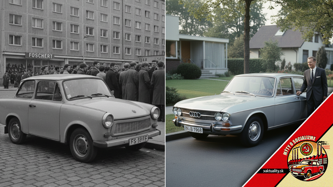 Symbolom západonemeckého úspechu bolo Audi a východného bloku Trabant.