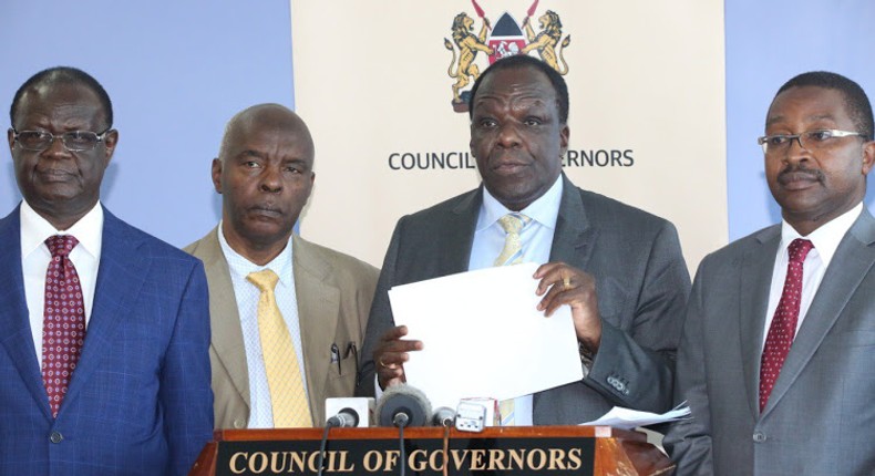 File image of Governors Kiraitu Murungi, Kivutha Kibwana, Wycliffe Oparanya and Mwangi Wa Iria