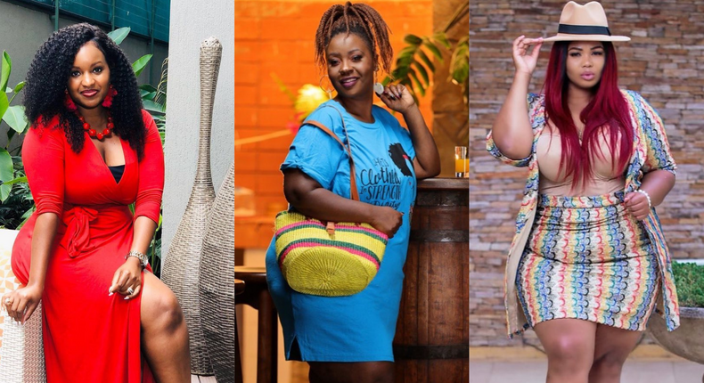 Plus size Kenyan female celebrities making impeccable fashion statements (Grace Msalame, Kalekeye Mumo and Neomi Ng'ang'a)