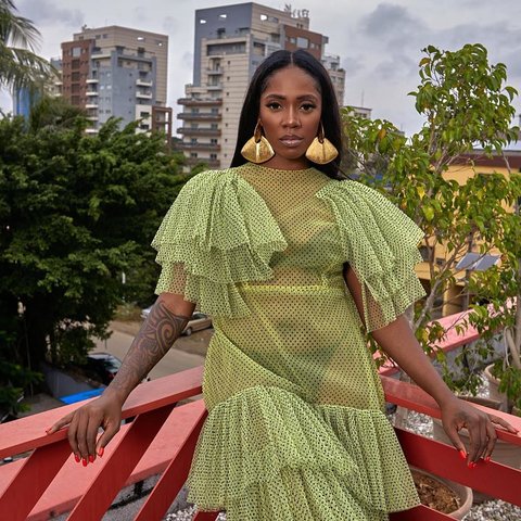 Tiwa Savage's wore this see-through dress from Turfah (Stephen Tayo for the New York Times)