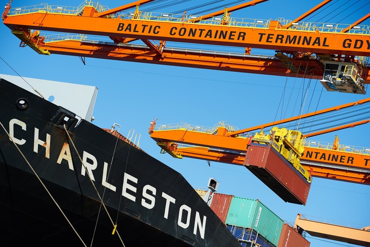 Kontenerowiec MSC Charleston w Gdyni . <br><br>fot. (aw/zuz) PAP/Adam Warżawa