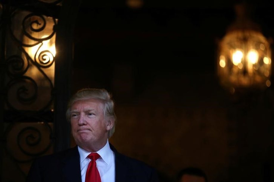 US President-elect Donald Trump talking to members of the media after a meeting with Pentagon officials at his Mar-a-Lago estate in Palm Beach, Florida.