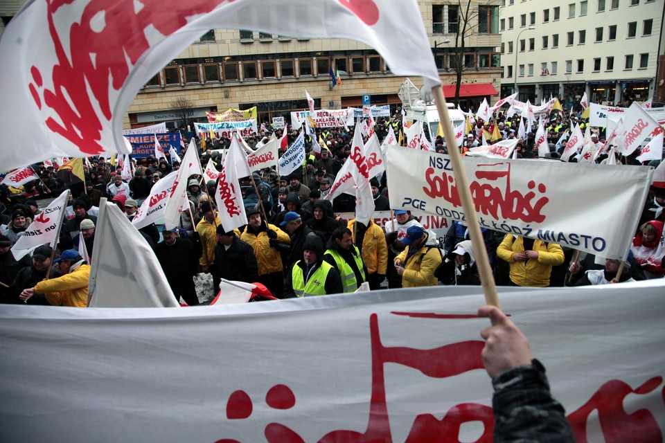 Warszawa: protest związkowców PGE