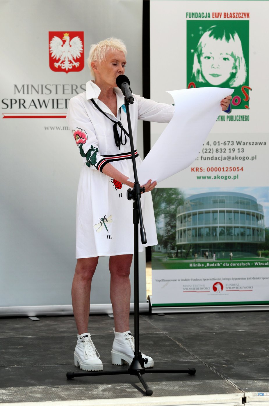 Ewa Błaszczyk at the foundation stone laying ceremony of the Adult Wake Clinic