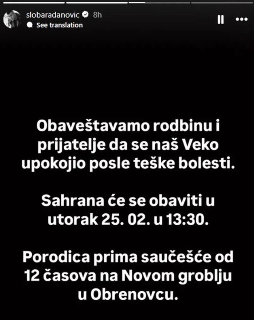 Sloba Radanović se oprostio od prijatelja