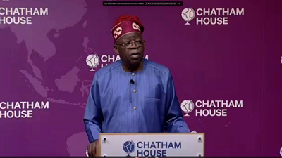 President Bola Tinubu, during capaign season, presenting his economic policy to the international audience at Chatham House on December 5, 2022 [Channels TV]