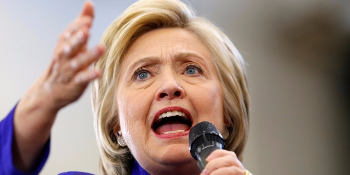 US Democratic presidential candidate Hillary Clinton at a campaign stop in Long Beach, California.