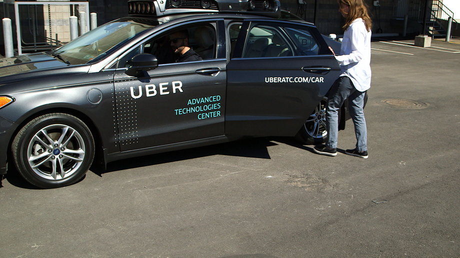 An Uber self-driving car in Pittsburgh.