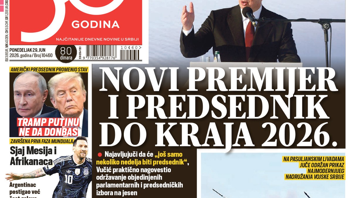 Blic naslovna strana za 29.6.